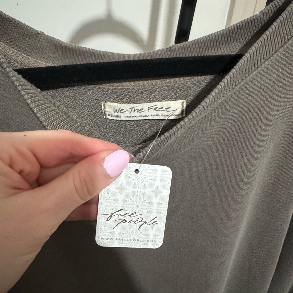 Free People Taupe Crew Neck Sweater
